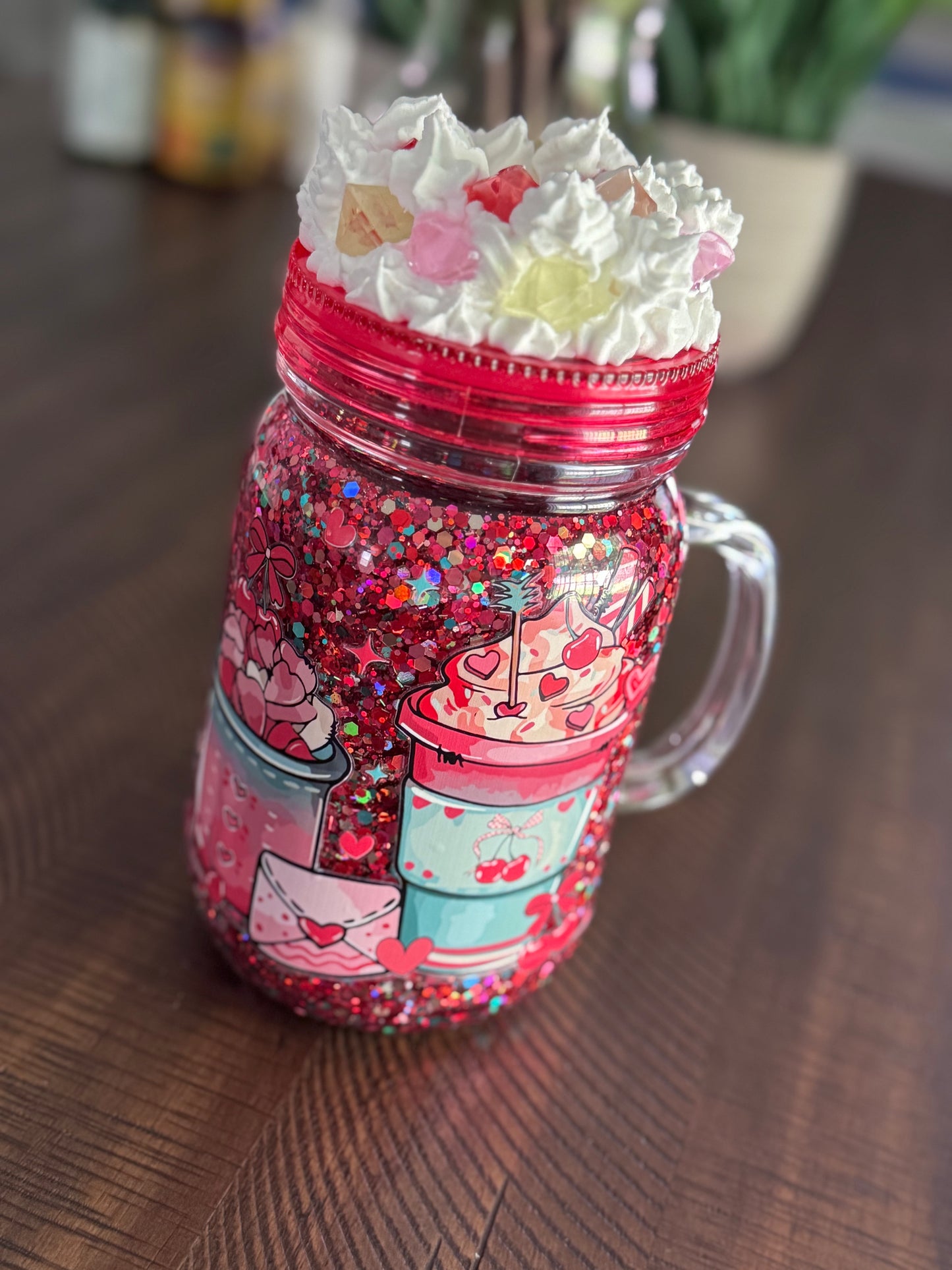 20oz Mason Jar Glitter Cup