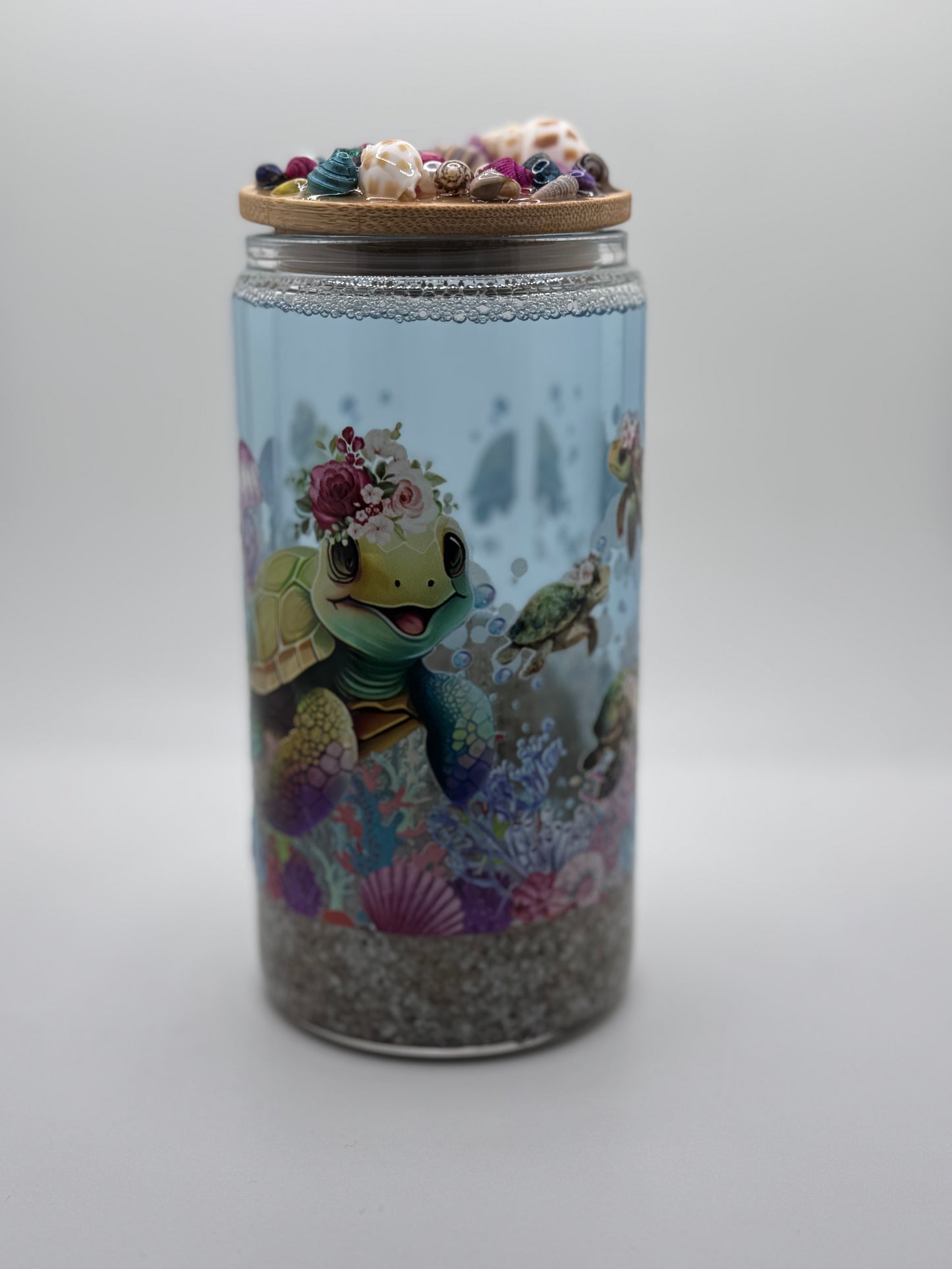 16oz Snow Globe Open Bliss Turtle Tumbler