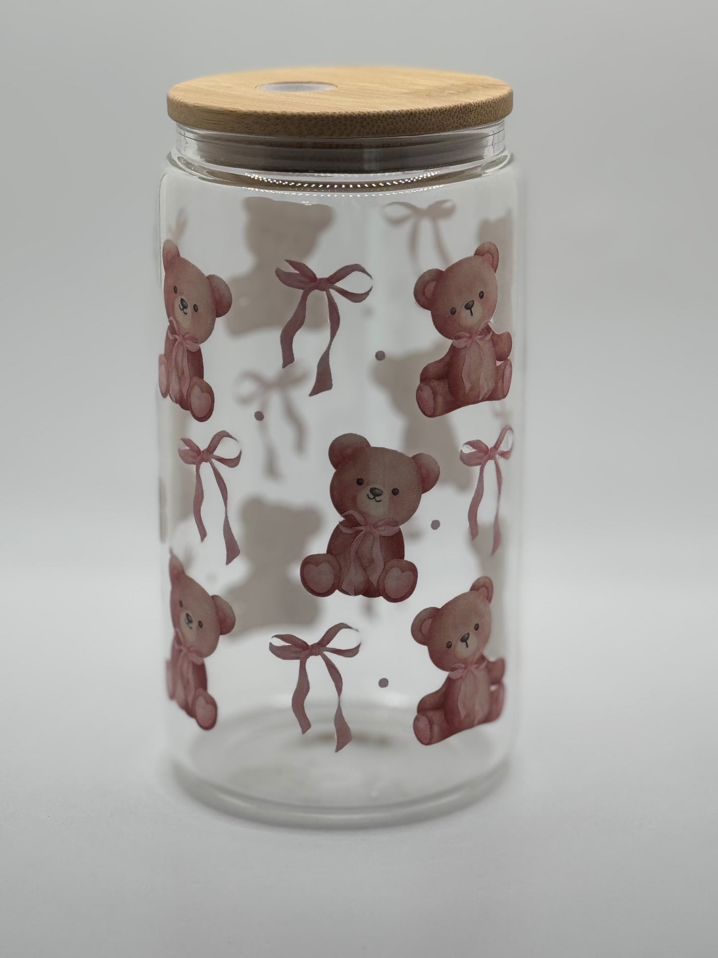 16oz Glass Tumbler Bamboo Lid w/ Glass Straw