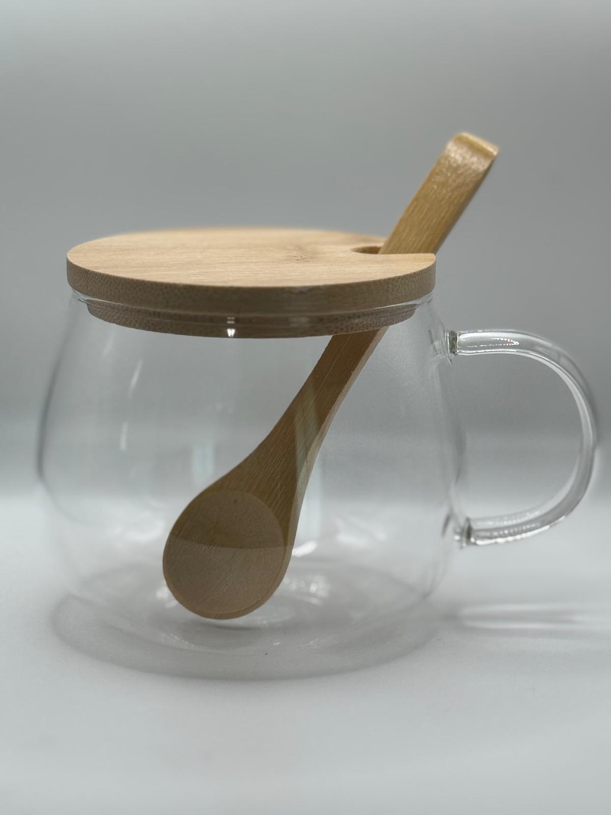 11oz Tea Cup w/ Bamboo lid & spoon